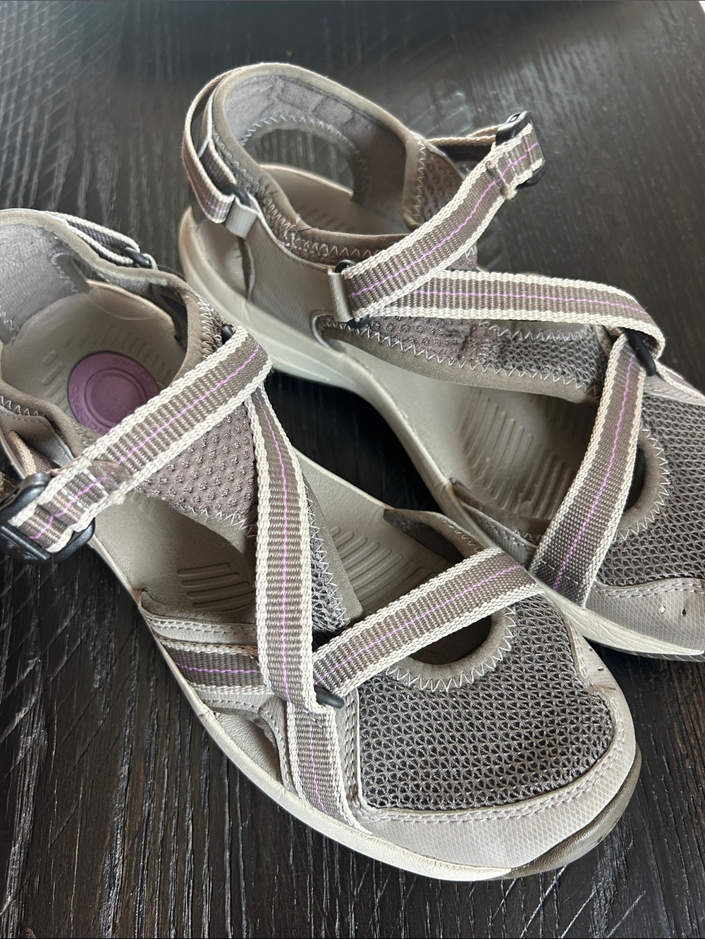 Teva Comfort Women's Gray Sport Sandals with Light Purple Accents SZ 8.5